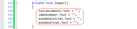 Form Pesquisa Comissão -  Subrotina Limpar